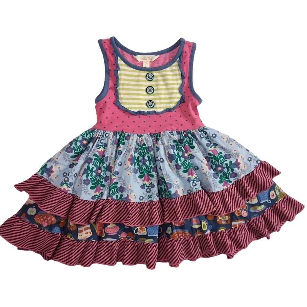 Matilda Jane Toddler Girl 2T Sleeveless Put On A Show Cookie Layered Dress